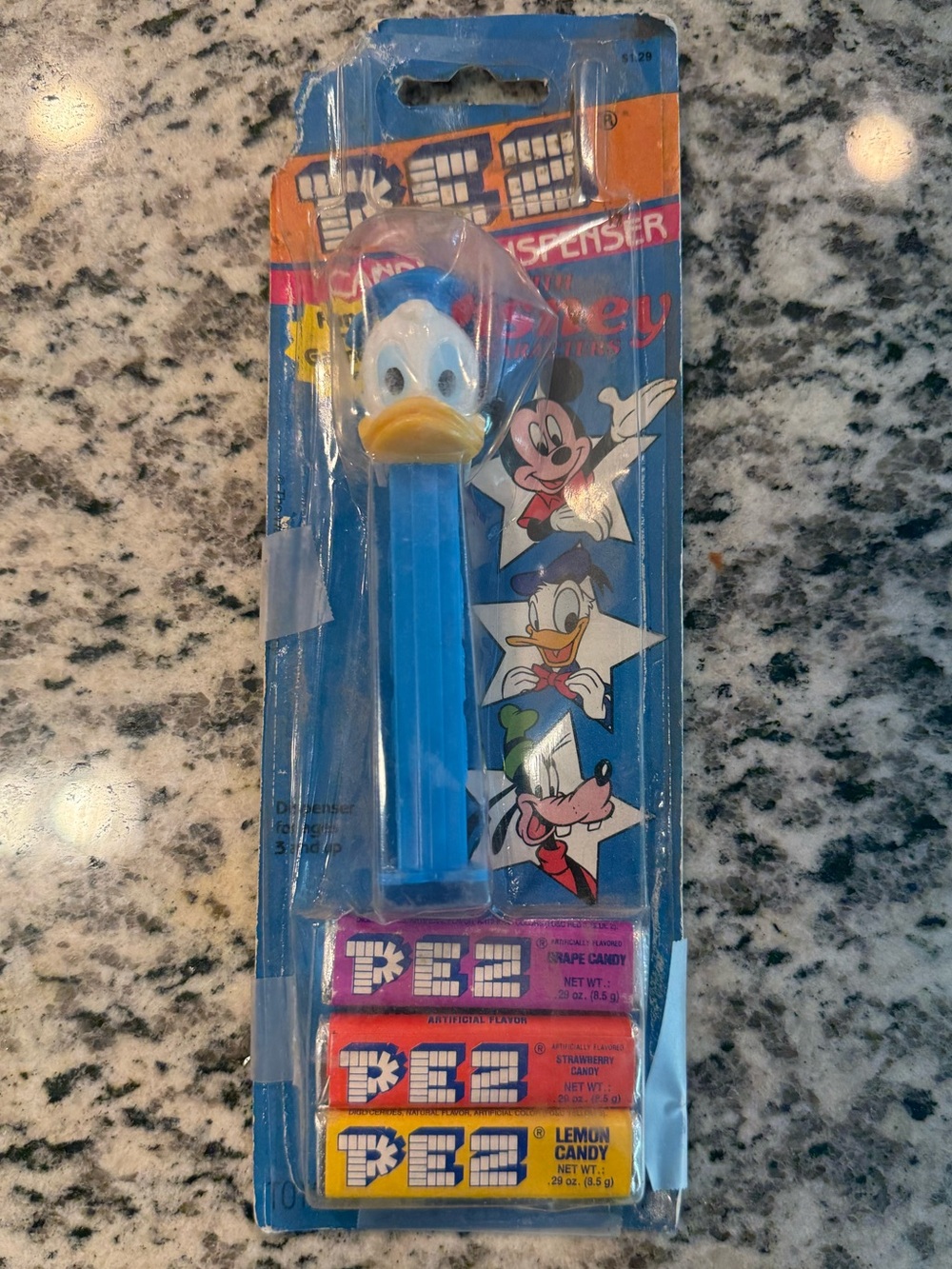 Vintage PEZ Donald Duck Candy Dispenser - Blue & Yellow | Damaged Box
